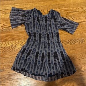 BCBGeneration Blue and Black Patterned Romper